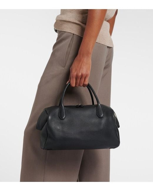 The Row Black Faye Leather Top-Handle Bag