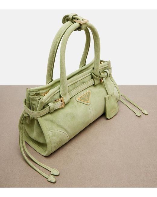 Prada Green Bonnie Mini Suede Top-Handle Bag
