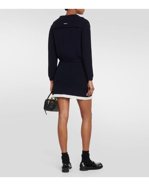 Miu Miu Black Cotton Blend Crochet Miniskirt