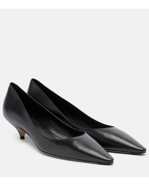 The Row Black Liisa Two Leather Pumps