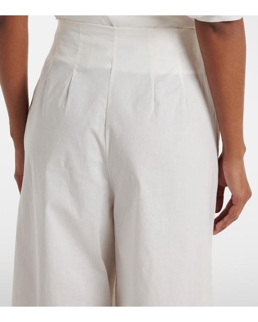 Adriana Degreas White Cotton-Blend Wide-Leg Pants