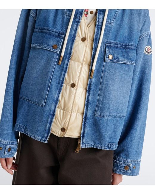 Moncler Blue Ecrevisse Layered Denim Down Jacket