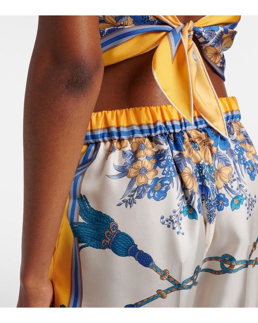 Gucci Blue Floral Silk Twill Bermuda Shorts