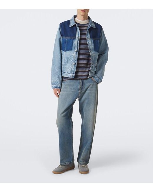 Maison Margiela Blue Knitted Striped T-Shirt for men