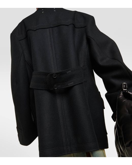 Manteau oversize Kaban en laine melangee Maison Margiela en coloris Black