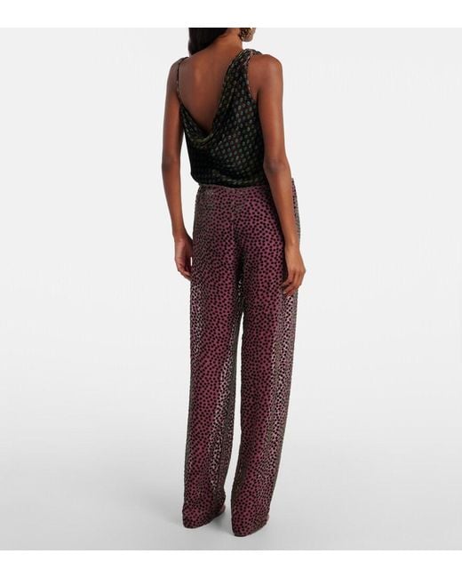 Dries Van Noten Red Polka-Dot Straight Pants