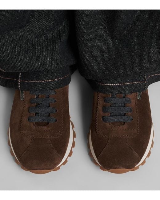 Brunello Cucinelli Brown Monili Suede Sneakers