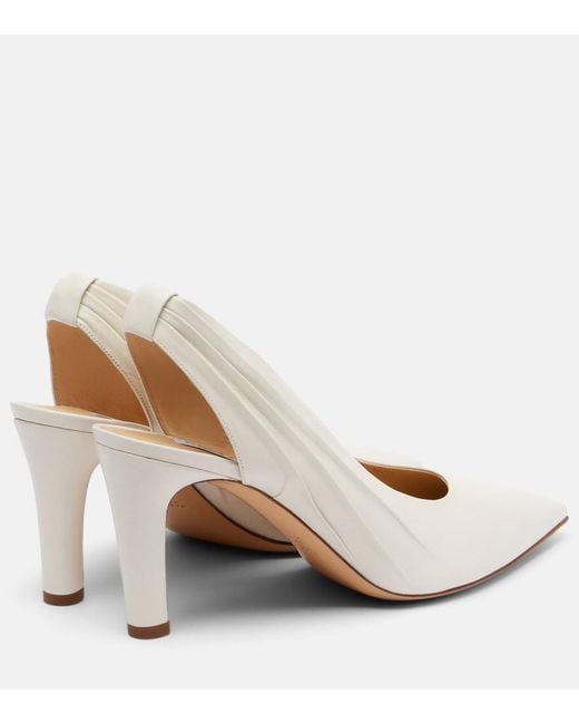 Gabriela Hearst White Amari 90 Leather Slingback Pumps