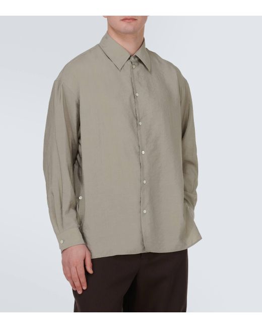 Lemaire Gray Twisted Silk-blend Shirt for men