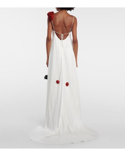Magda Butrym White Rosette Embellished Slip Gown