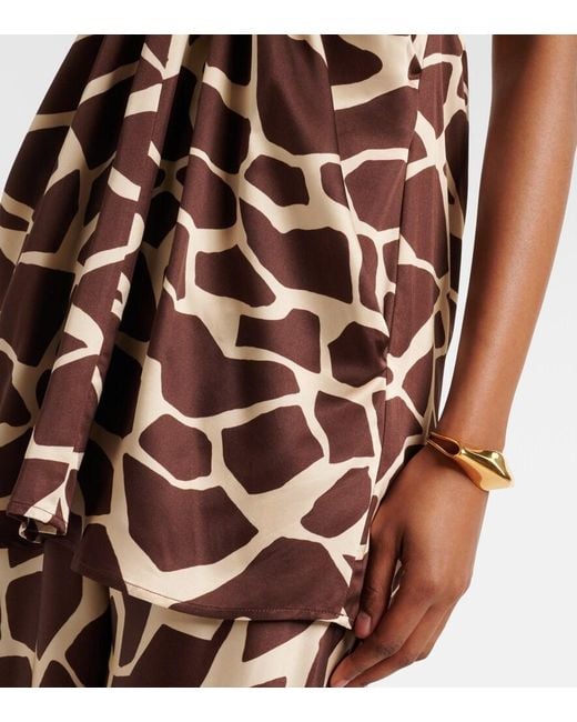 Faithfull The Brand Brown Jensen Animal-Print Halterneck Satin Top