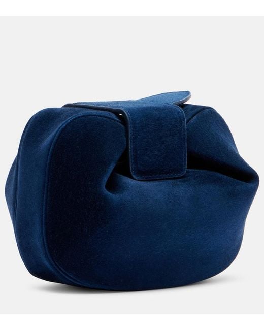 Gabriela Hearst Blue Soft Demi Mini Suede Clutch