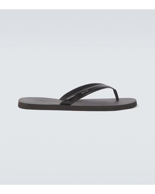 Prada Black Leather Thong Sandals for men
