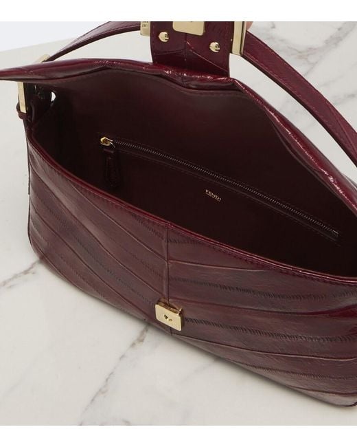 Fendi Purple Baguette 26424 Small Leather Shoulder Bag