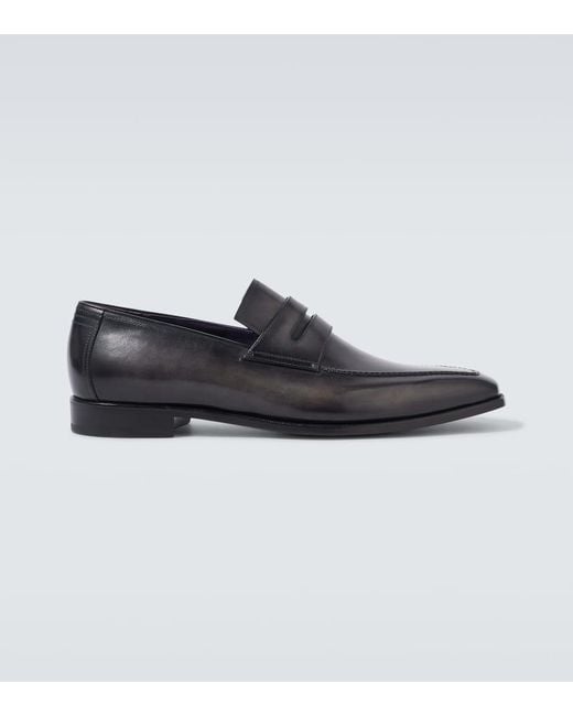 Berluti Black Andy Demesure Leather Penny Loafers for men