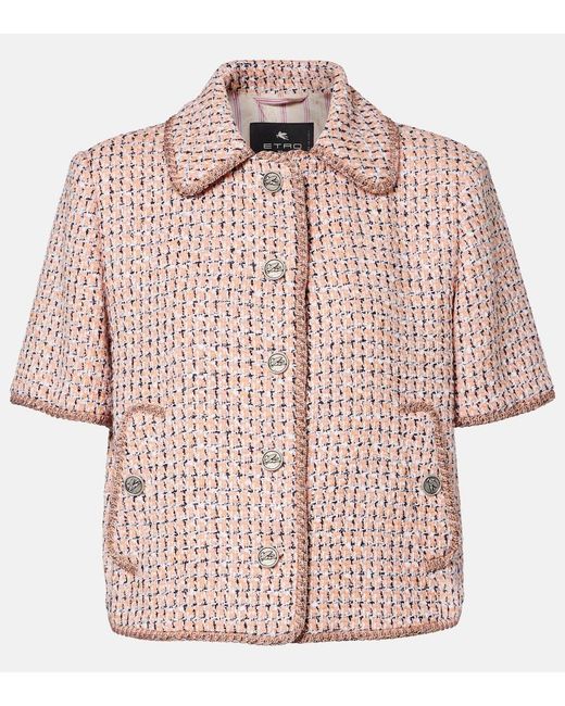 Etro Pink Cropped Tweed Jacket