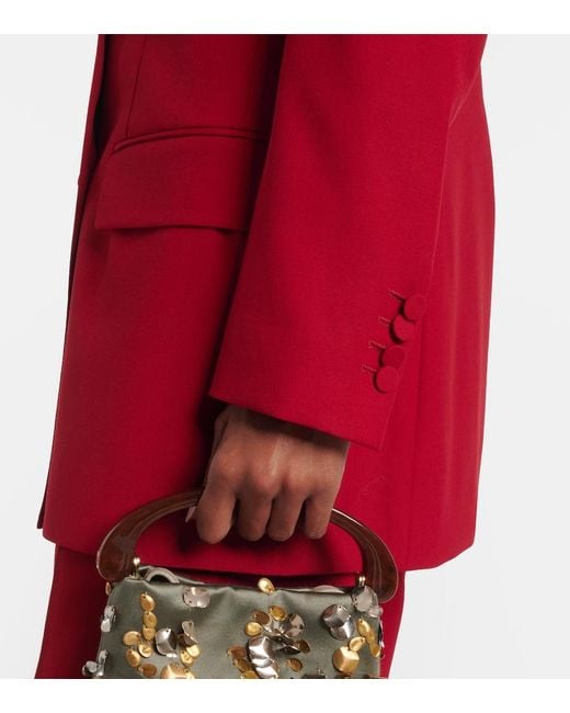 Dries Van Noten Red Double-Breasted Wool Blazer