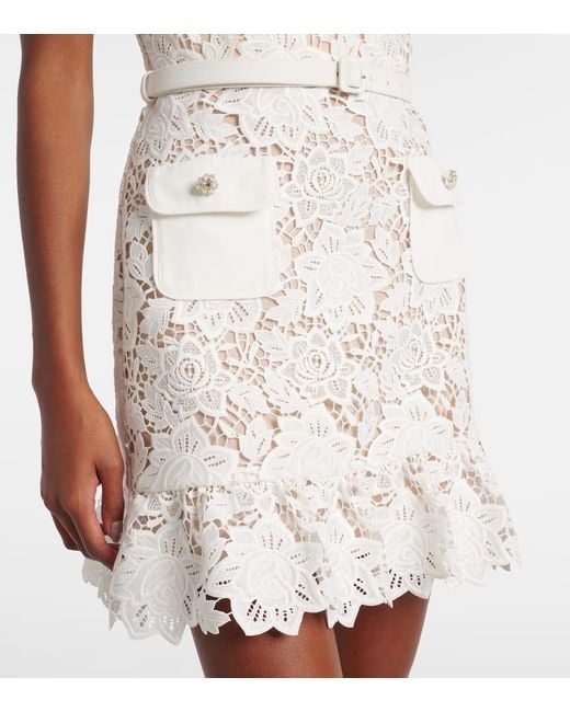 Robe En Dentelle A Fleurs Self-Portrait en coloris White