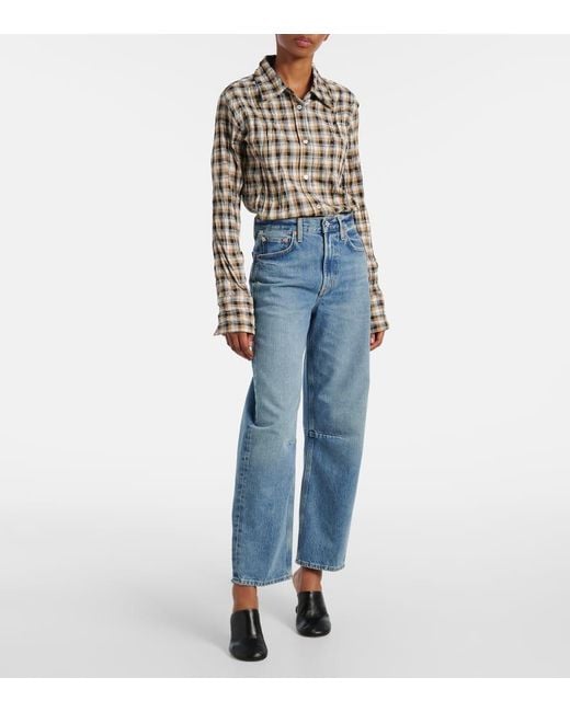 Citizens of Humanity Blue Miro High-Rise Cropped Barrel-Leg Jeans