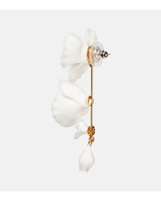 Jennifer Behr White Mariam Floral Drop Earrings