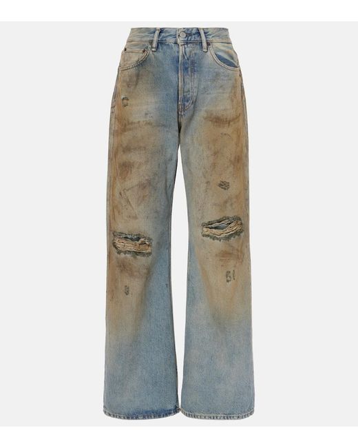 Acne Blue Penicillin Distressed Wide-Leg Jeans