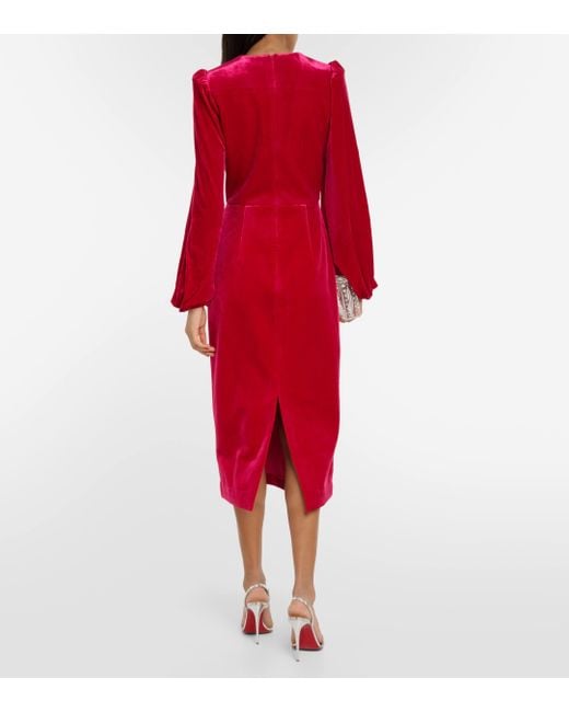 Rebecca Vallance Red Bernadette Velvet Midi Dress