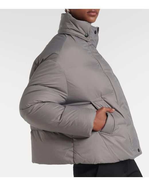 Yves Salomon Gray Shearling-Trimmed Quilted Down Jacket