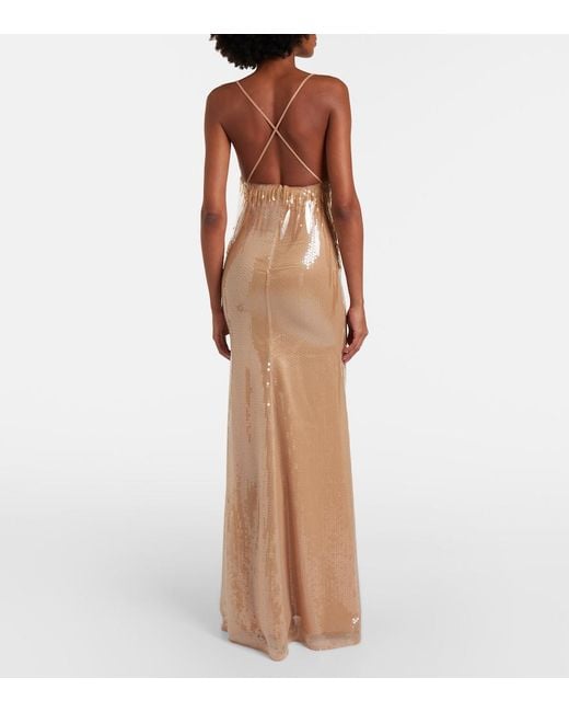 David Koma Natural Degrade Sequined Gown