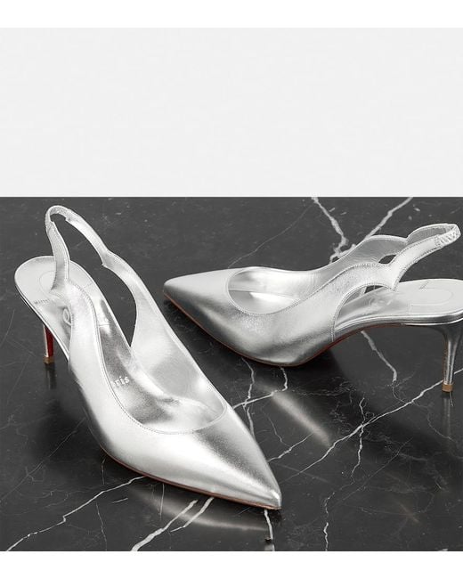Christian Louboutin White Leather Slingback Pumps