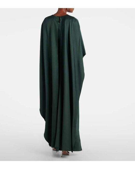 Jonathan Simkhai Green Izel Caped Satin Gown