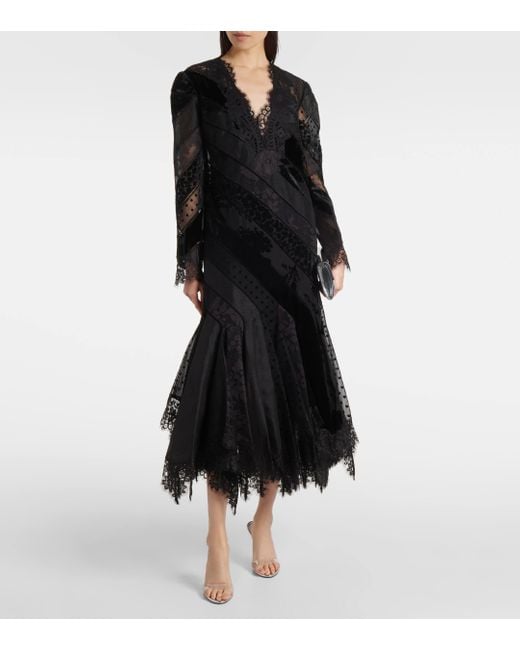 Zimmermann Black Spliced Eden Midi Dress