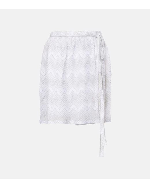 Missoni White Zigzag Lame Wrap Skirt