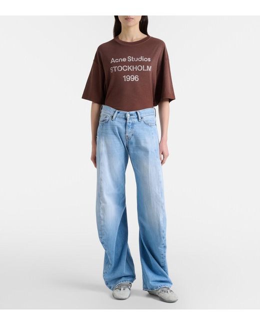 Acne Blue 2006F Distressed Wide-Leg Jeans