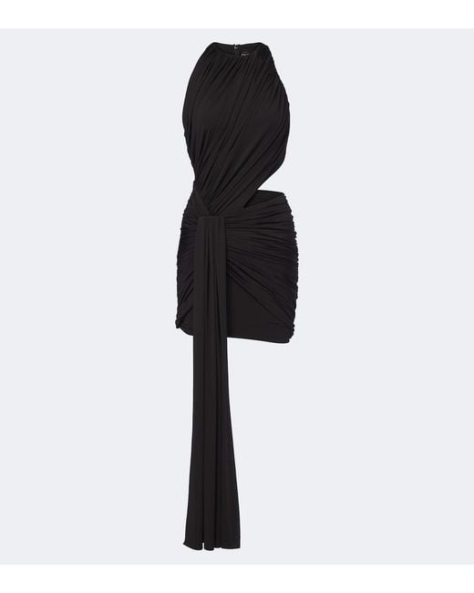 David Koma Black Cutout Draped Minidress