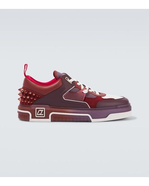 Christian Louboutin Red Astroloubi Leather & Mesh Sneaker for men