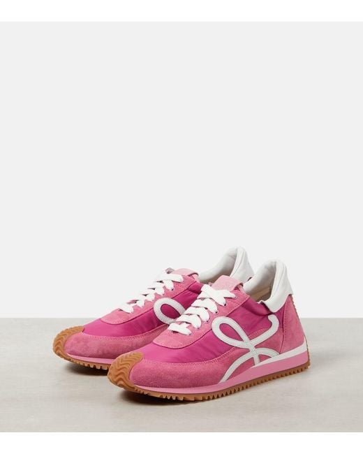 Loewe Pink Paula's Ibiza Sneakers Flow Runner mit Veloursleder