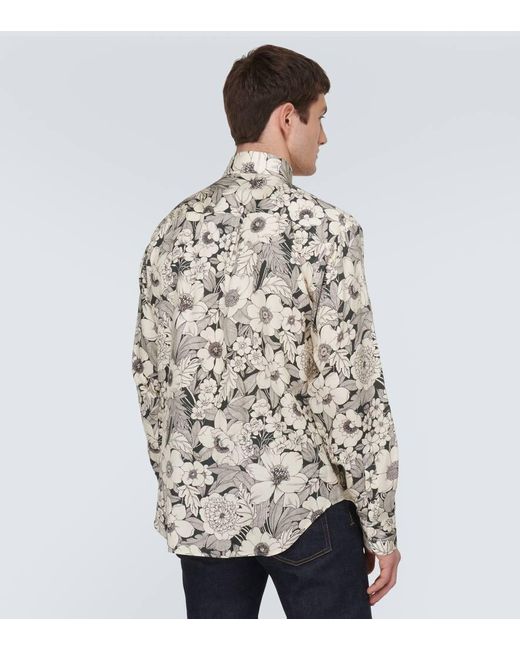 Camicia con stampa floreale di Tom Ford in White da Uomo
