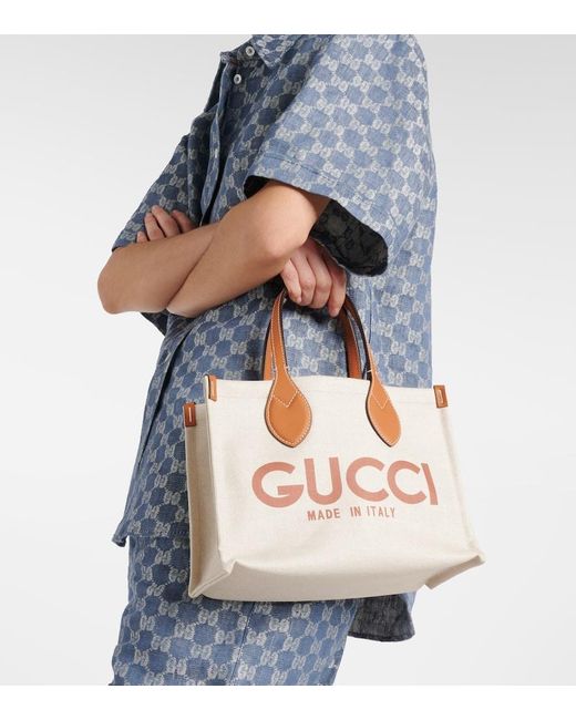 Gucci Natural Mini-Shopper Mit Print