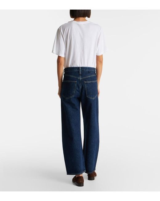 Agolde Blue Low Curve Cropped Mid-Rise Barrel-Leg Jeans