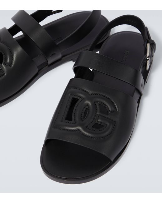 Sandales DG en cuir Dolce & Gabbana pour homme en coloris Black