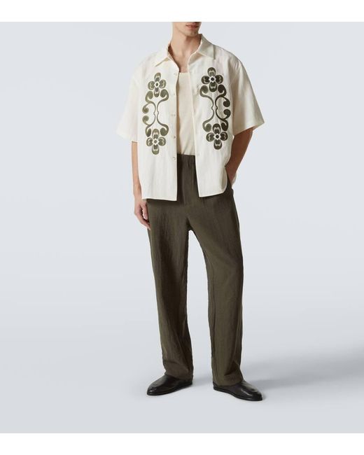 Camicia Bowling Reflection Con Ricamo di Commas in White da Uomo