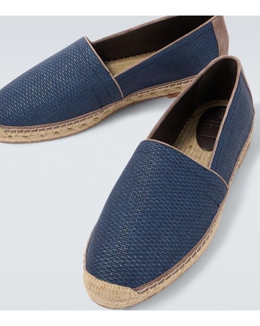 Brunello Cucinelli Blue Suede-Trimmed Canvas Espadrilles for men