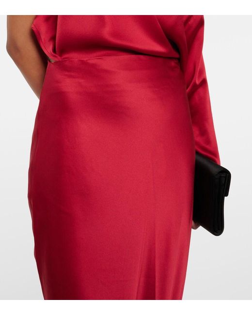 The Sei Red Silk Satin Maxi Skirt
