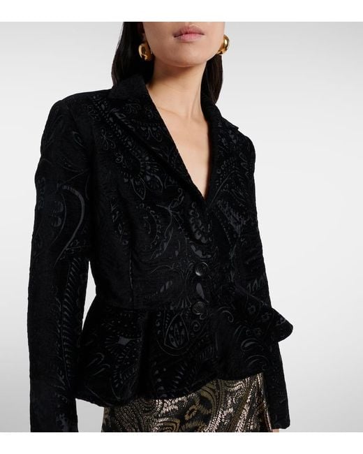 Etro Black Paisley Peplum Blazer