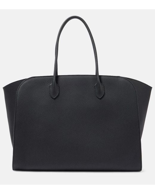 The Row Marlo Large Leather Tote Bag in Black | Lyst