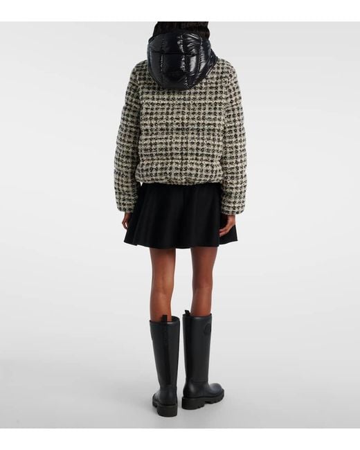 Moncler Black Andronne Checked Tweed Down Jacket