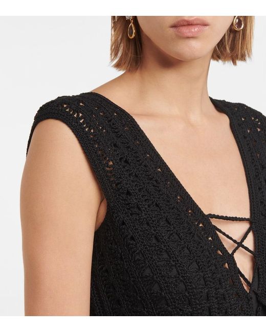 Vestido Corto Jennifer En Croche De Algodon Anna Kosturova de color Black