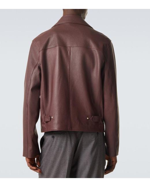 Lardini Purple Leather Jacket for men