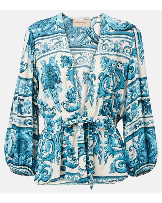 Adriana Degreas Blue Printed Blouse