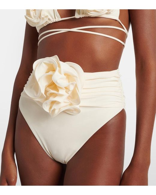 Magda Butrym White Floral-Applique High-Rise Bikini Bottoms